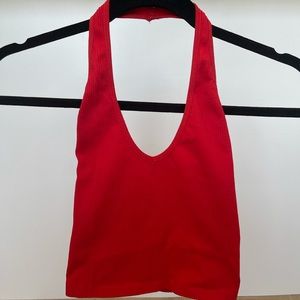 Urban Outfitters Red Cropped Halter Top
